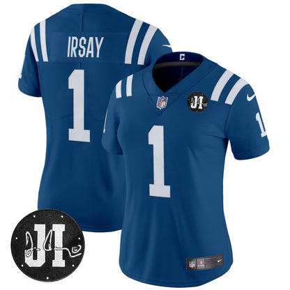 Women's Indianapolis Colts 2025 Jim Irsay Patch Vapor Limited Jersey - All Stitched