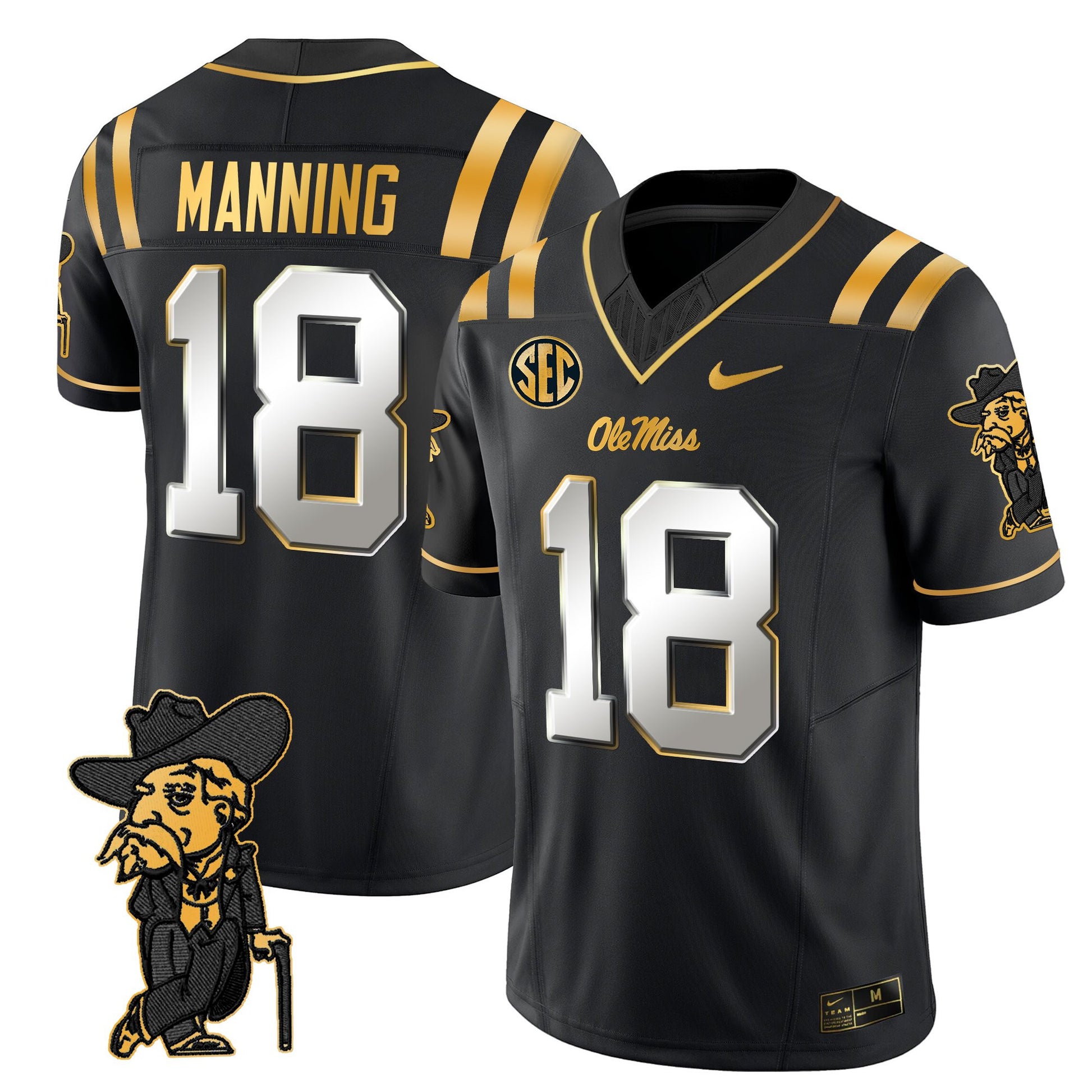 Men's Ole Miss Rebels 2025 Gold Vapor Limited Jersey - All Stitched