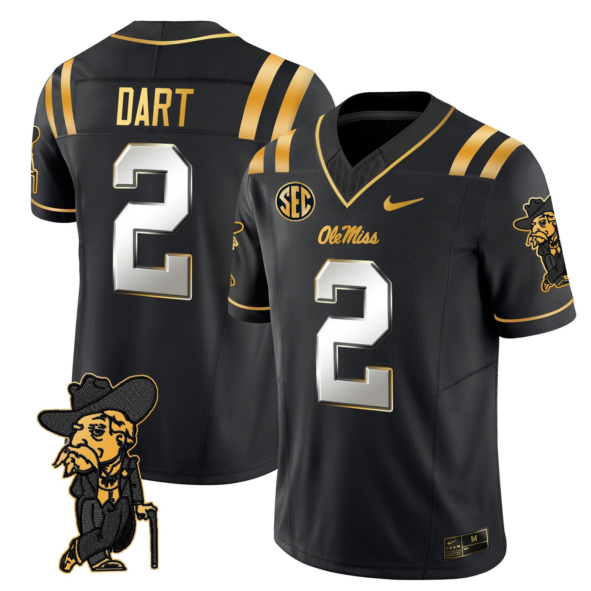 Men's Ole Miss Rebels 2025 Gold Vapor Limited Jersey - All Stitched