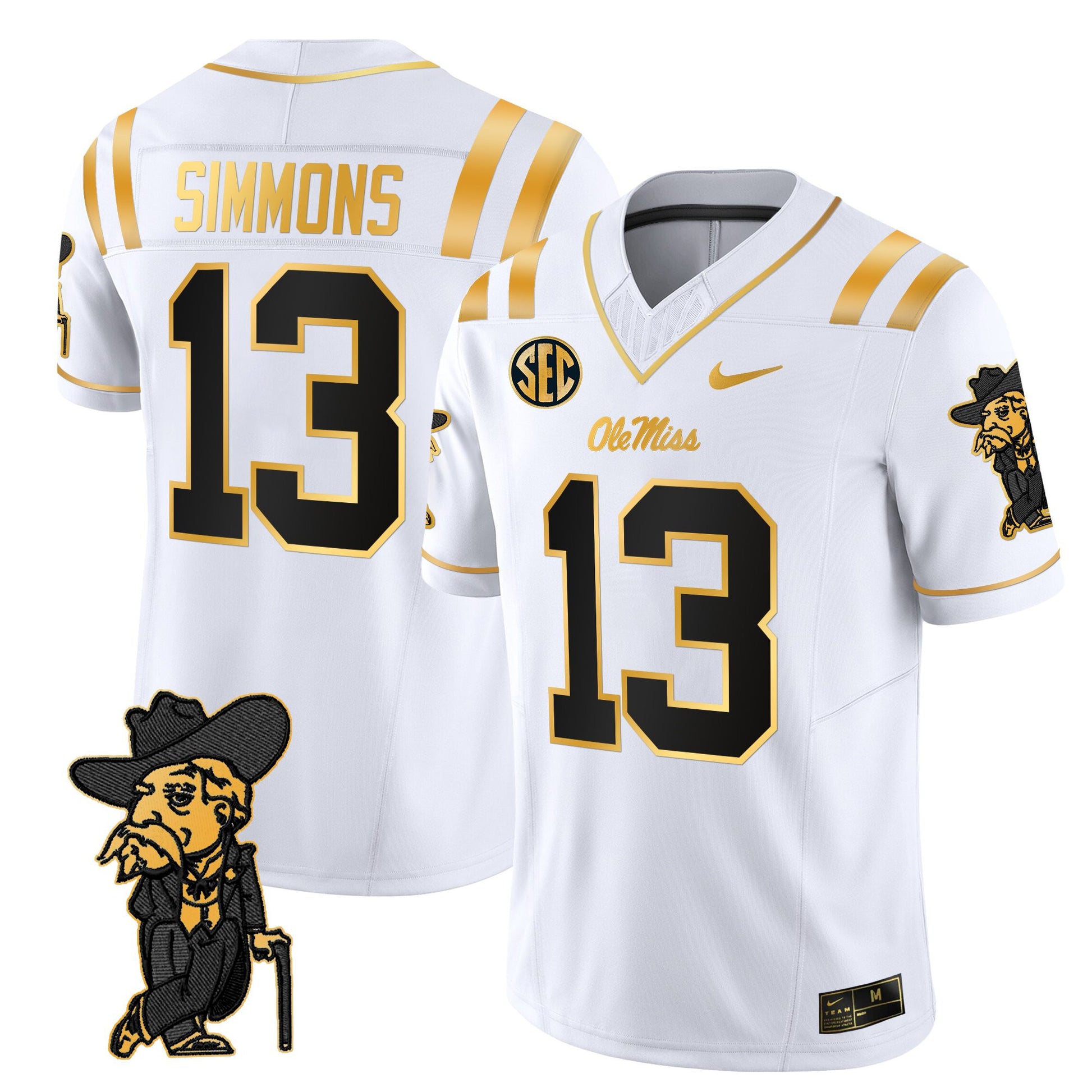 Men's Ole Miss Rebels 2025 Gold Vapor Limited Jersey - All Stitched
