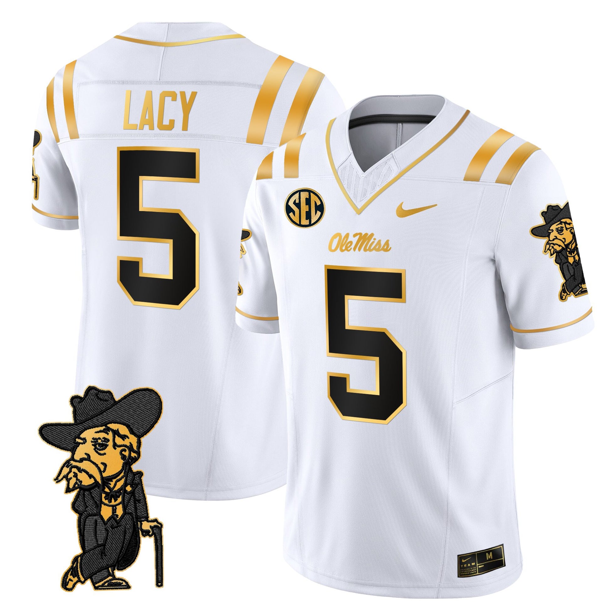 Men's Ole Miss Rebels 2025 Gold Vapor Limited Jersey - All Stitched