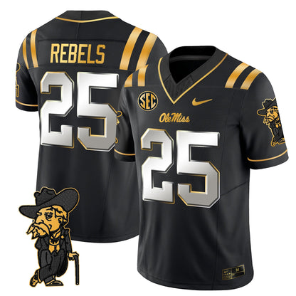Men's Ole Miss Rebels 2025 Gold Vapor Limited Jersey - All Stitched