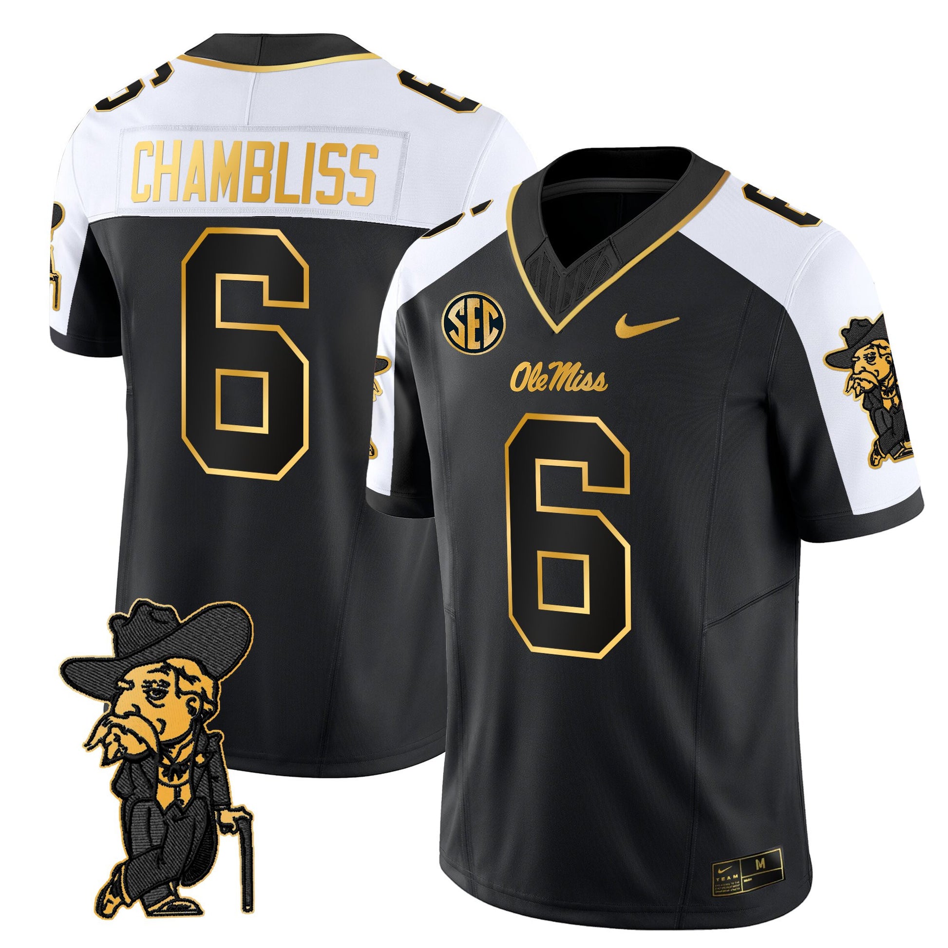 Men's Ole Miss Rebels 2025 Gold Vapor Limited Jersey - All Stitched