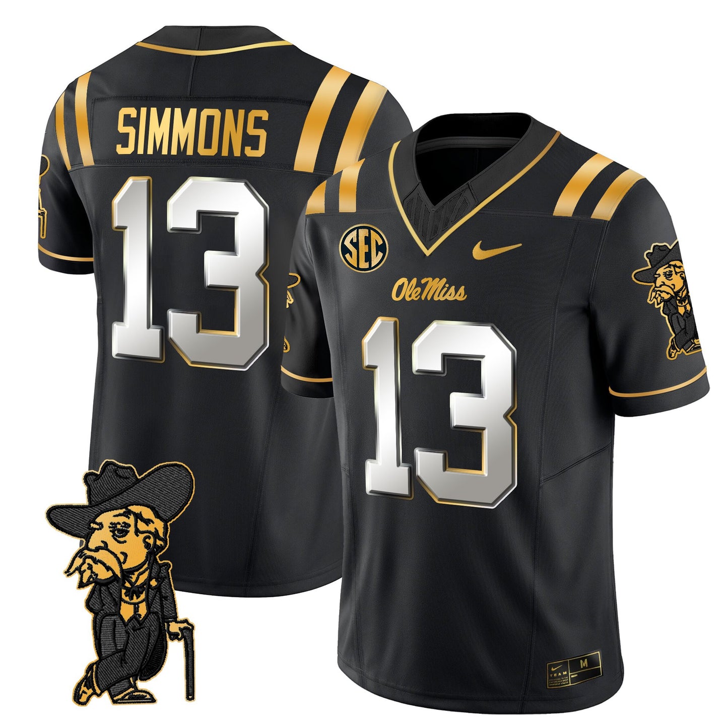 Men's Ole Miss Rebels 2025 Gold Vapor Limited Jersey - All Stitched