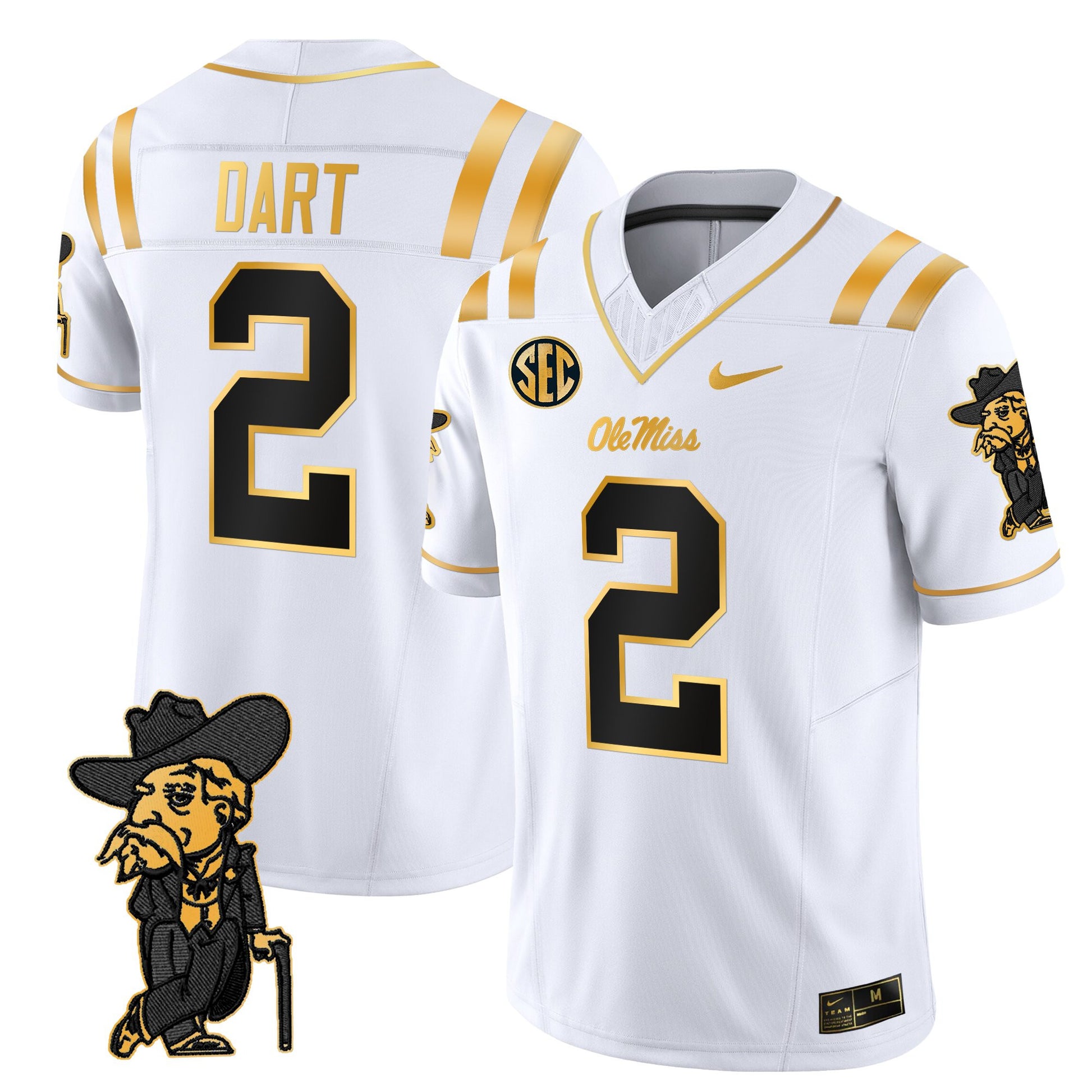 Men's Ole Miss Rebels 2025 Gold Vapor Limited Jersey - All Stitched