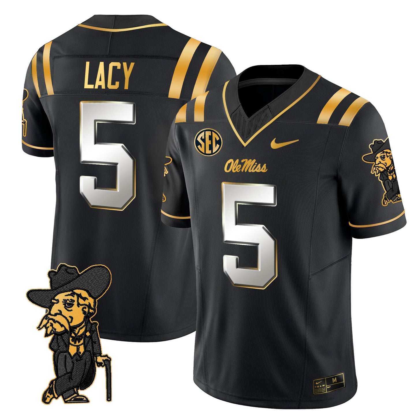 Men's Ole Miss Rebels 2025 Gold Vapor Limited Jersey - All Stitched
