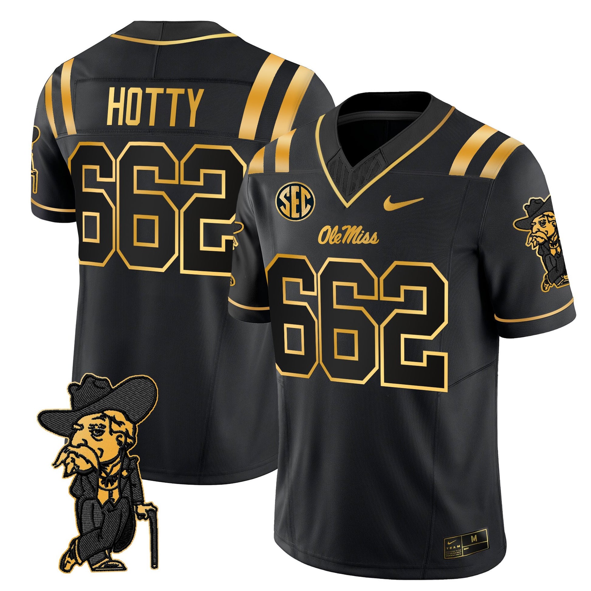 Men's Ole Miss Rebels 2025 Gold Vapor Limited Jersey - All Stitched