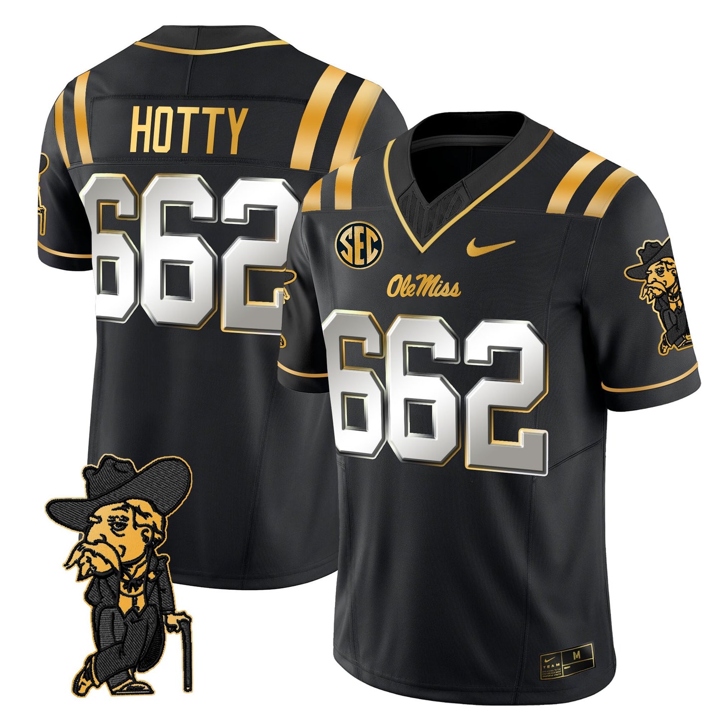 Men's Ole Miss Rebels 2025 Gold Vapor Limited Jersey - All Stitched