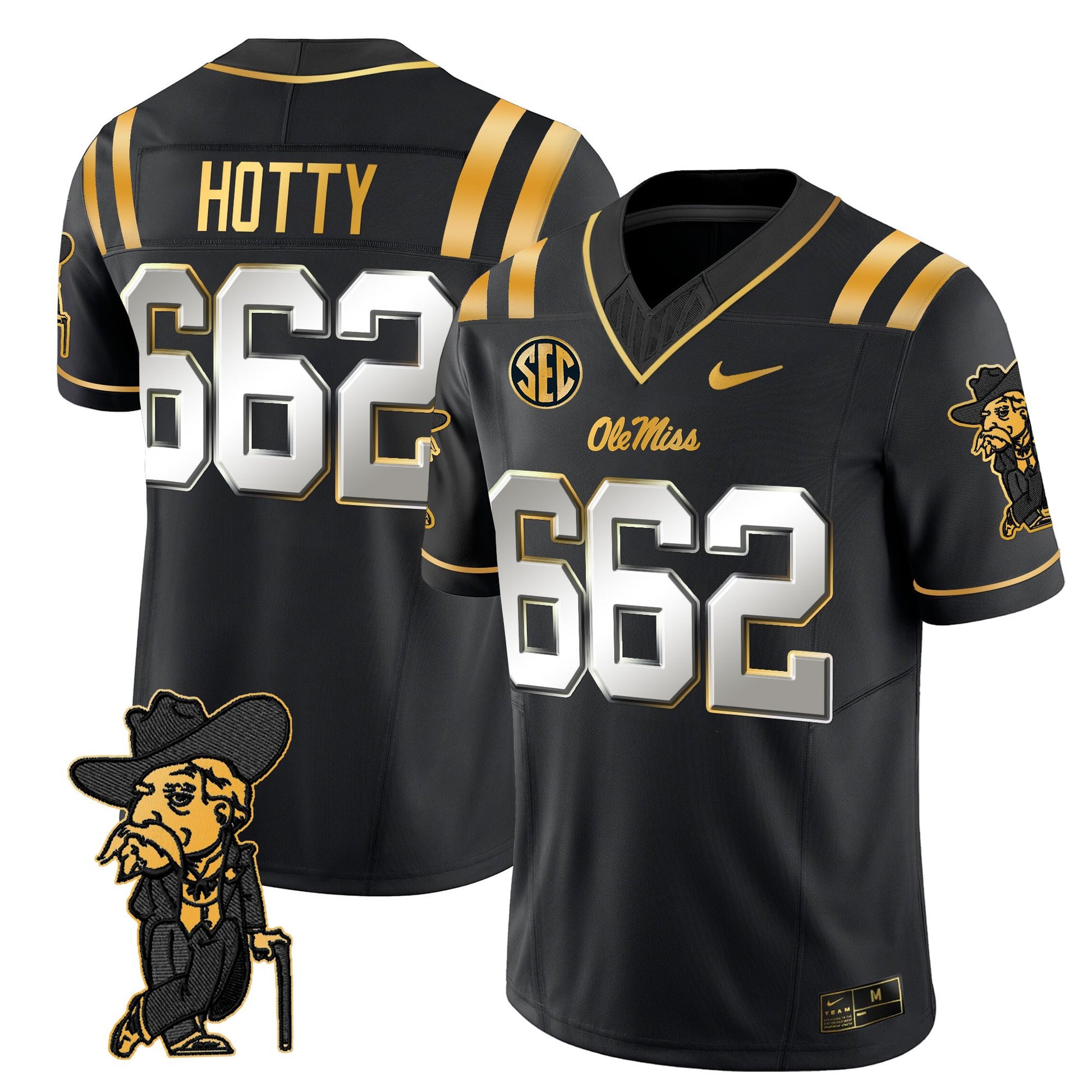 Men's Ole Miss Rebels 2025 Gold Vapor Limited Jersey - All Stitched
