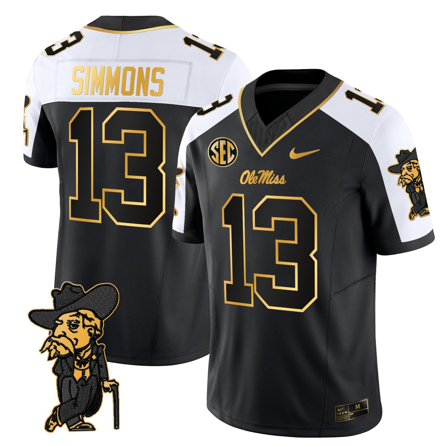 Men's Ole Miss Rebels 2025 Gold Vapor Limited Jersey - All Stitched