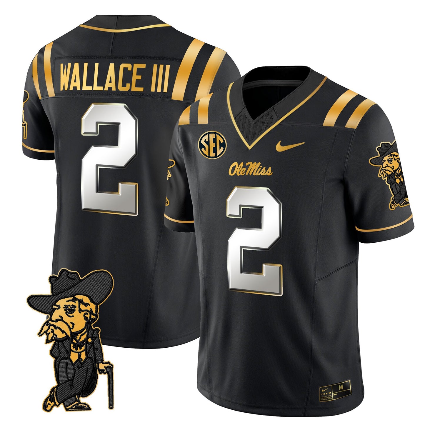 Men's Ole Miss Rebels 2025 Gold Vapor Limited Jersey - All Stitched