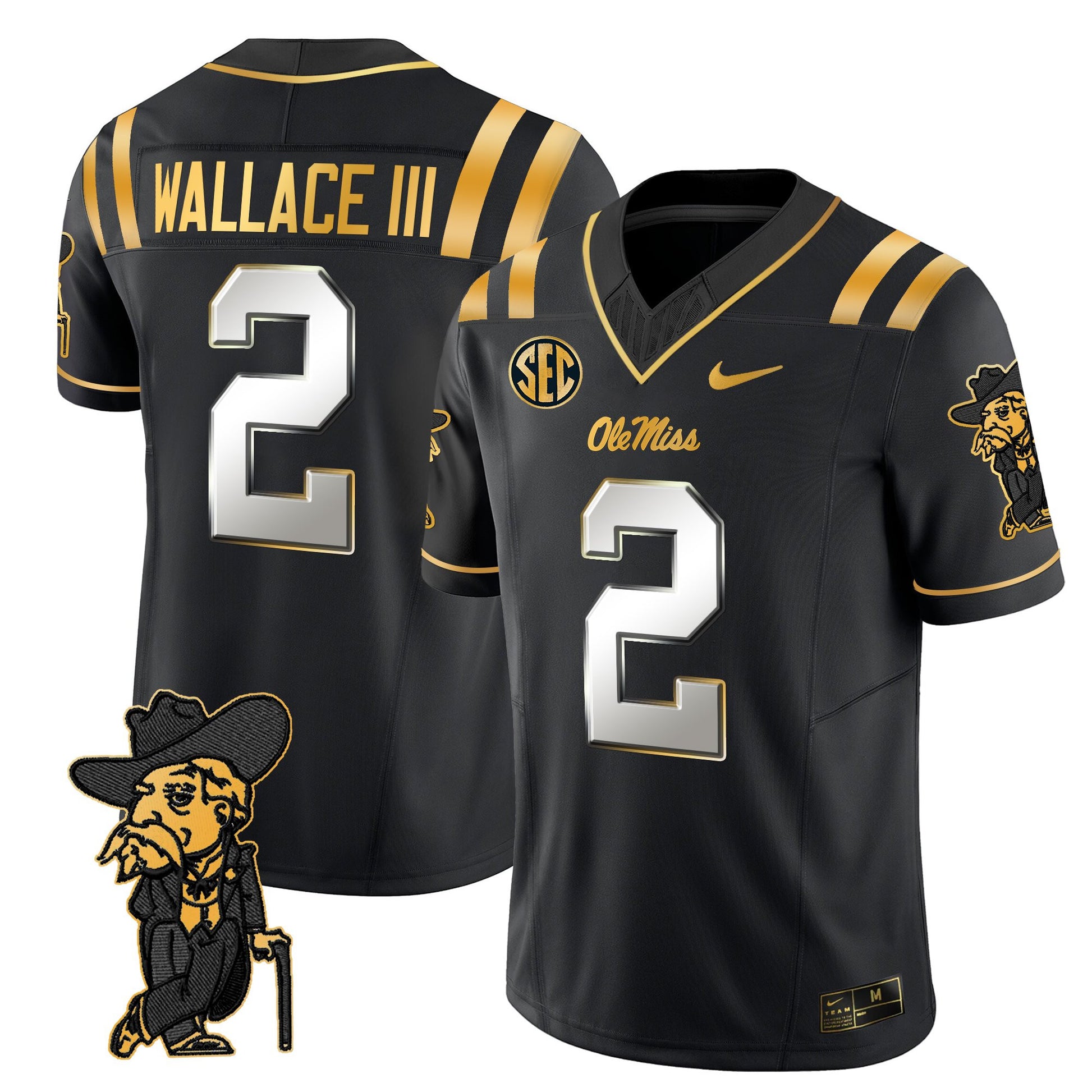 Men's Ole Miss Rebels 2025 Gold Vapor Limited Jersey - All Stitched