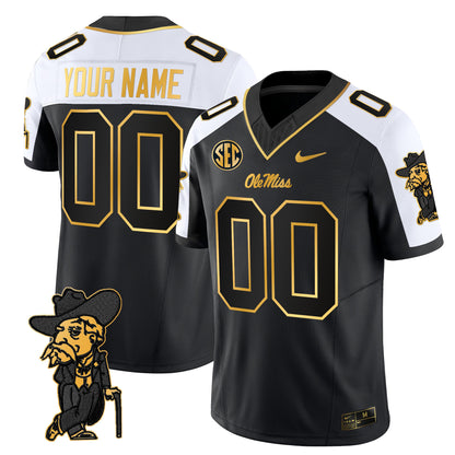 Ole Miss Rebels 2025 Gold Vapor Limited Custom Jersey - All Stitched