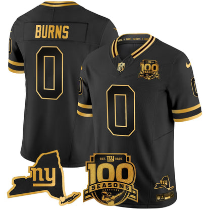 Men's New York Giants 100th Season & State Patch Gold Vapor Limited Jersey - All Stitched