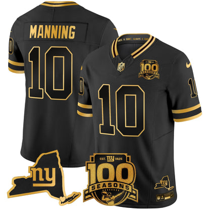 Men's New York Giants 100th Season & State Patch Gold Vapor Limited Jersey - All Stitched