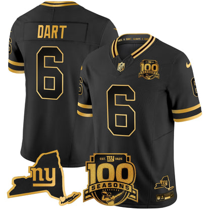 Men's New York Giants 100th Season & State Patch Gold Vapor Limited Jersey - All Stitched