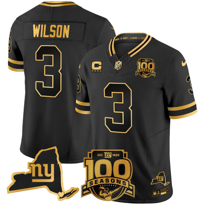 Men's New York Giants 100th Season & State Patch Gold Vapor Limited Jersey - All Stitched