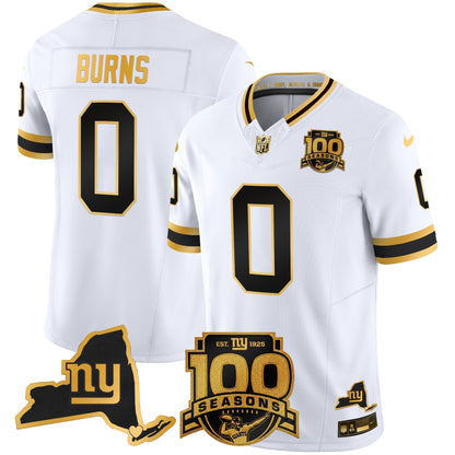 Men's New York Giants 100th Season & State Patch Gold Vapor Limited Jersey - All Stitched