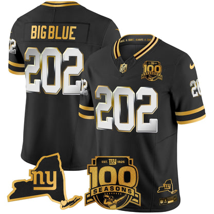 Men's New York Giants 100th Season & State Patch Gold Vapor Limited Jersey - All Stitched