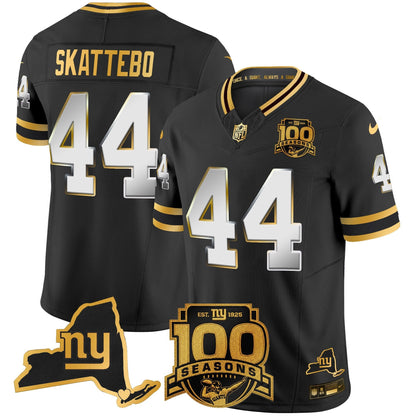 Men's New York Giants 100th Season & State Patch Gold Vapor Limited Jersey - All Stitched