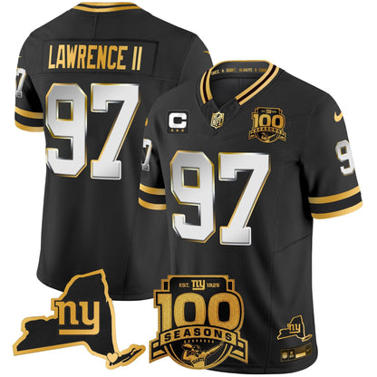 Men's New York Giants 100th Season & State Patch Gold Vapor Limited Jersey - All Stitched