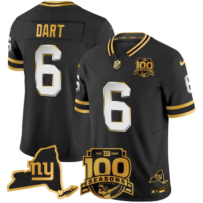 Men's New York Giants 100th Season & State Patch Gold Vapor Limited Jersey - All Stitched