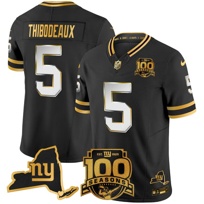 Men's New York Giants 100th Season & State Patch Gold Vapor Limited Jersey - All Stitched