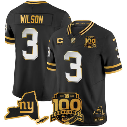 Men's New York Giants 100th Season & State Patch Gold Vapor Limited Jersey - All Stitched