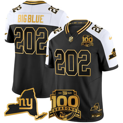 Men's New York Giants 100th Season & State Patch Gold Vapor Limited Jersey - All Stitched