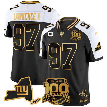Men's New York Giants 100th Season & State Patch Gold Vapor Limited Jersey - All Stitched