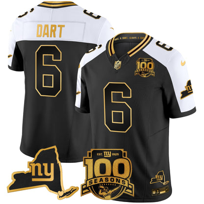 Men's New York Giants 100th Season & State Patch Gold Vapor Limited Jersey - All Stitched