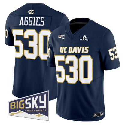 Men's UC Davis Aggies 2025 'Lake Tahoe Patch' Vapor Limited Jersey - All Stitched