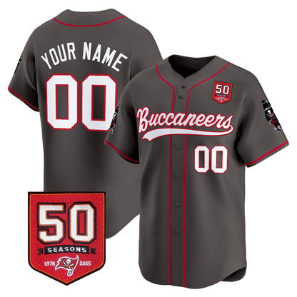 Tampa Bay Buccaneers 50th Season Patch Vapor Baseball Custom Jersey - All Stitched