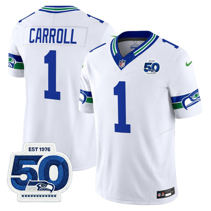 Men's Seattle Seahawks Throwback Vapor Limited Jersey - 50th Anniversary Patch - All Stitched