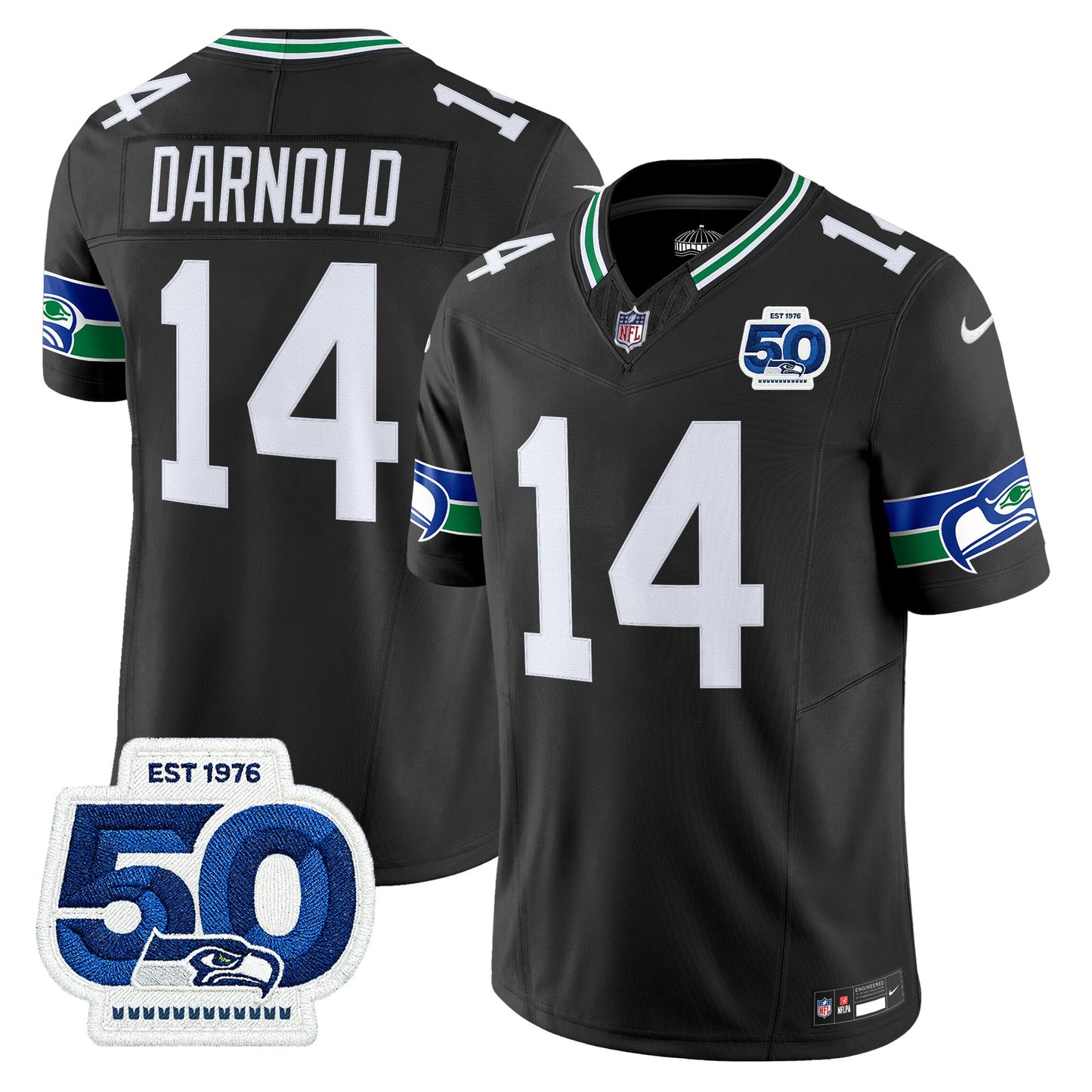 Men's Seattle Seahawks Throwback Vapor Limited Jersey - 50th Anniversary Patch - All Stitched