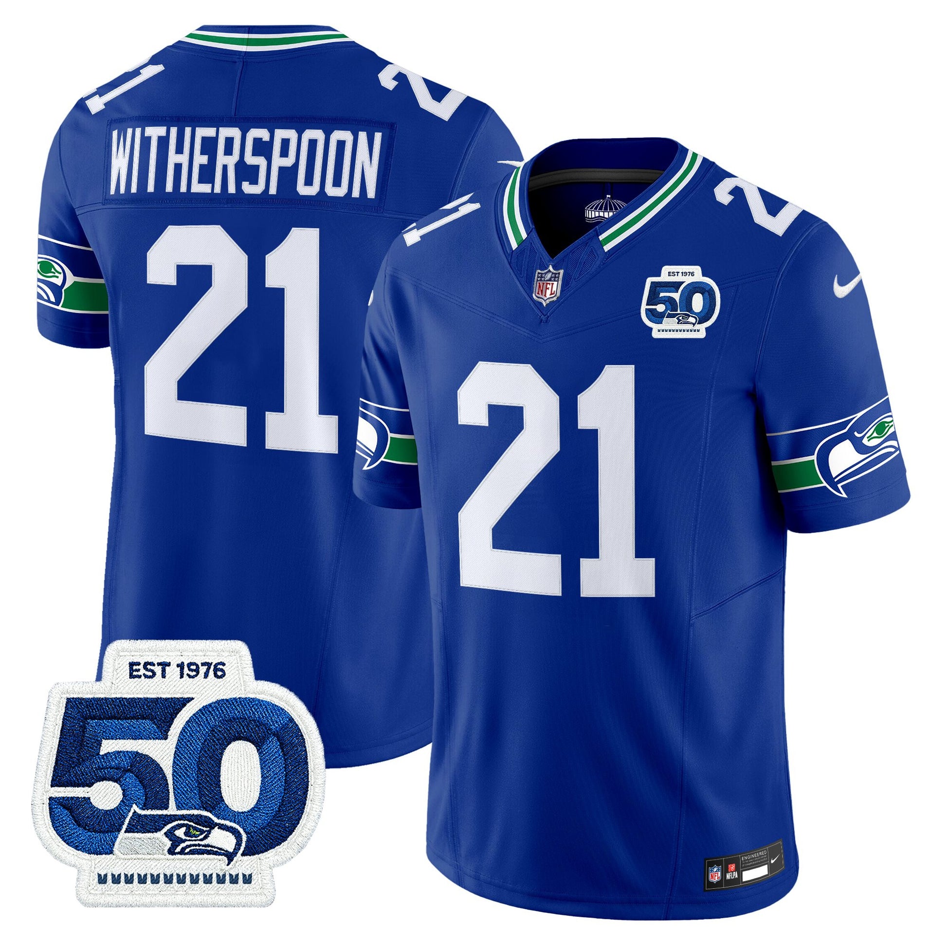 Men's Seattle Seahawks Throwback Vapor Limited Jersey - 50th Anniversary Patch - All Stitched