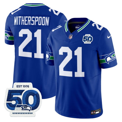 Men's Seattle Seahawks Throwback Vapor Limited Jersey - 50th Anniversary Patch - All Stitched