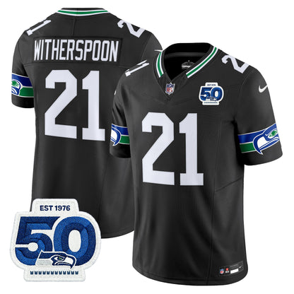 Men's Seattle Seahawks Throwback Vapor Limited Jersey - 50th Anniversary Patch - All Stitched