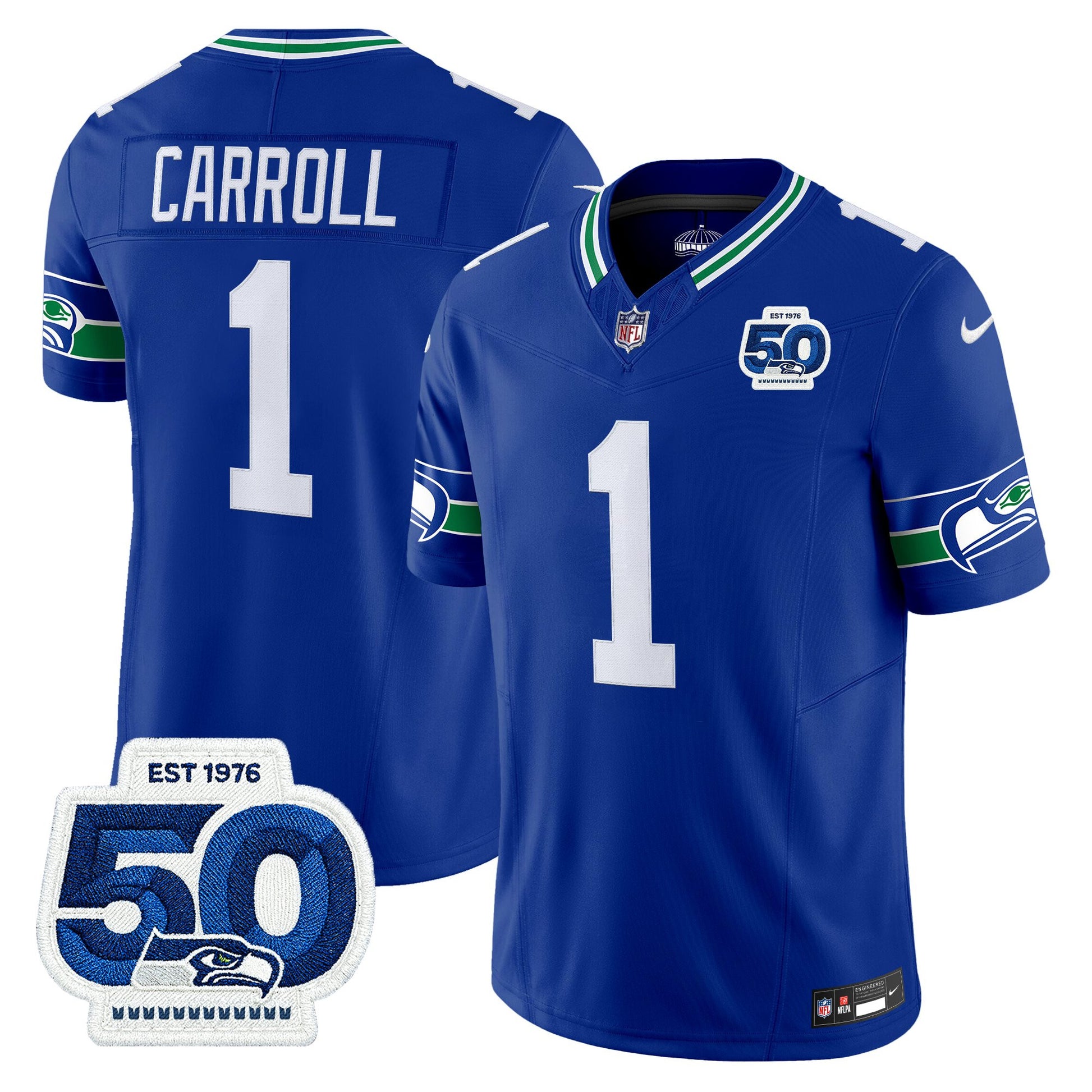 Men's Seattle Seahawks Throwback Vapor Limited Jersey - 50th Anniversary Patch - All Stitched
