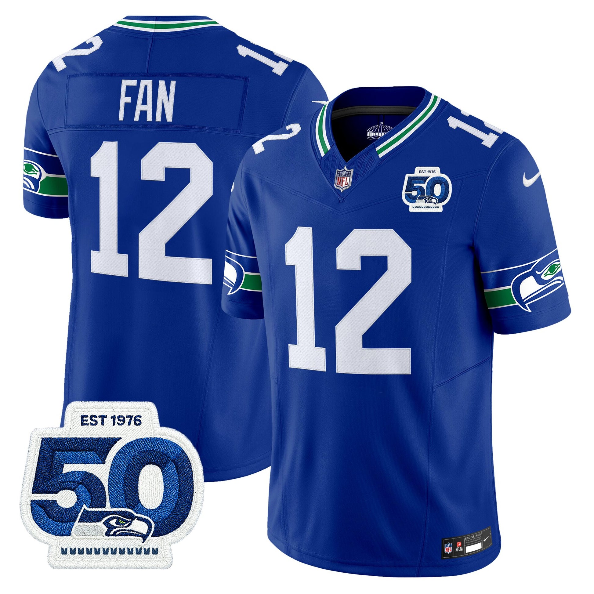 Men's Seattle Seahawks Throwback Vapor Limited Jersey - 50th Anniversary Patch - All Stitched