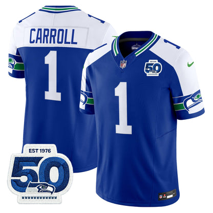 Men's Seattle Seahawks Throwback Vapor Limited Jersey - 50th Anniversary Patch - All Stitched