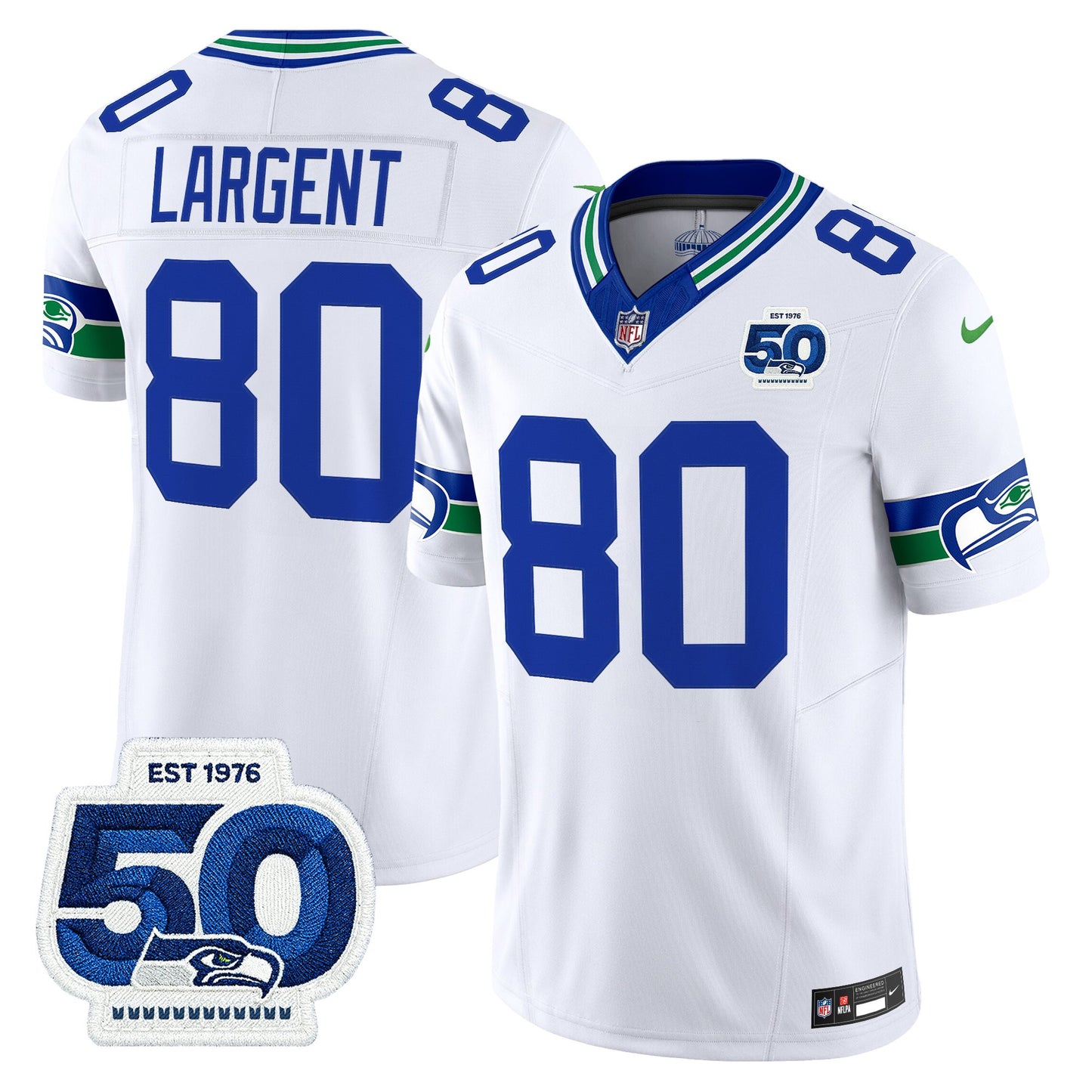 Men's Seattle Seahawks Throwback Vapor Limited Jersey - 50th Anniversary Patch - All Stitched