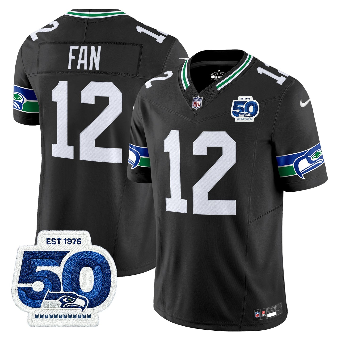 Men's Seattle Seahawks Throwback Vapor Limited Jersey - 50th Anniversary Patch - All Stitched