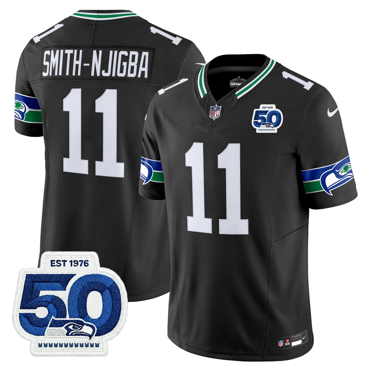 Men's Seattle Seahawks Throwback Vapor Limited Jersey - 50th Anniversary Patch - All Stitched
