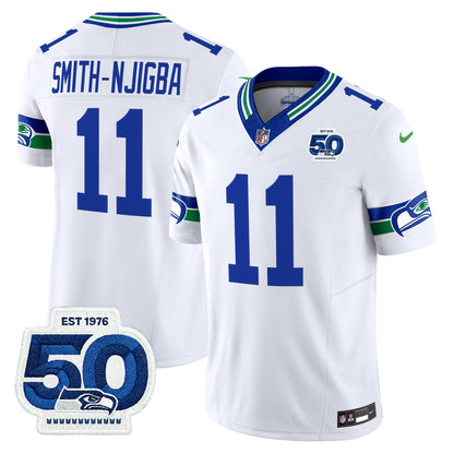 Men's Seattle Seahawks Throwback Vapor Limited Jersey - 50th Anniversary Patch - All Stitched