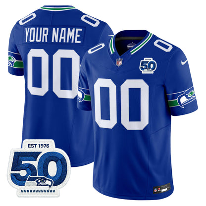 Seattle Seahawks Throwback Vapor Limited Custom Jersey - 50th Anniversary Patch - All Stitched