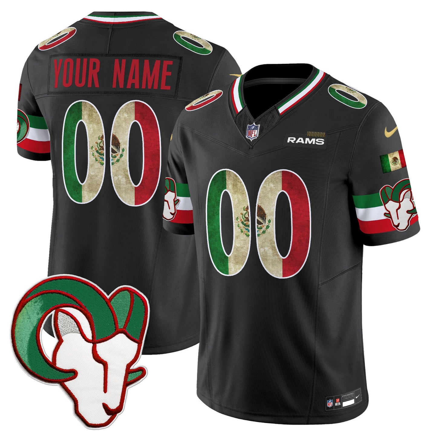 Los Angeles Rams 2025 Mexico Vapor Limited Custom Jersey - All Stitched