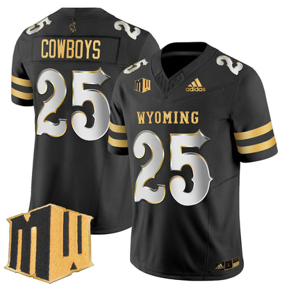 Men's Wyoming Cowboys 2025 Gold Vapor Limited Jersey - All Stitched
