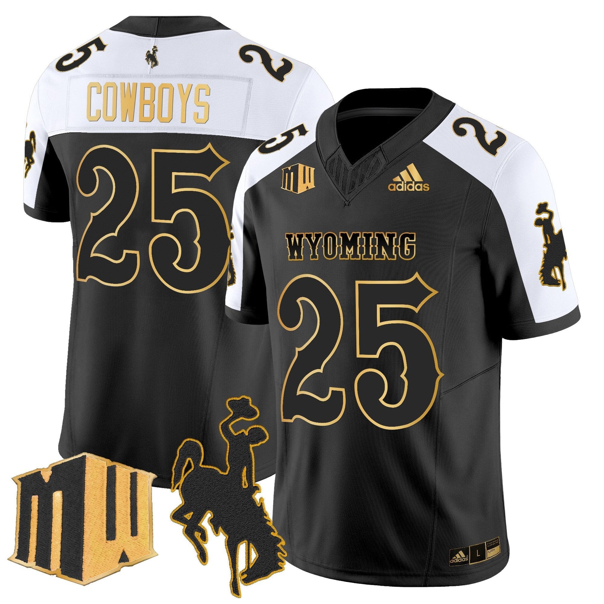 Men's Wyoming Cowboys 2025 Gold Vapor Limited Jersey - All Stitched