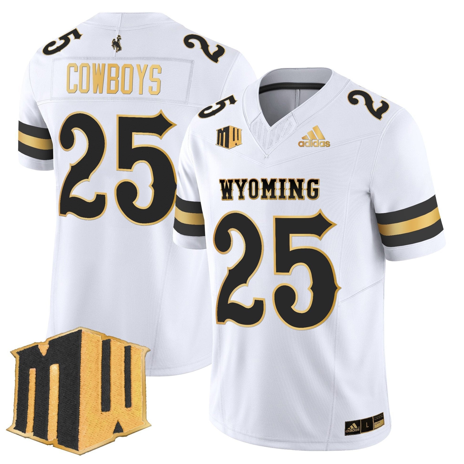 Men's Wyoming Cowboys 2025 Gold Vapor Limited Jersey - All Stitched